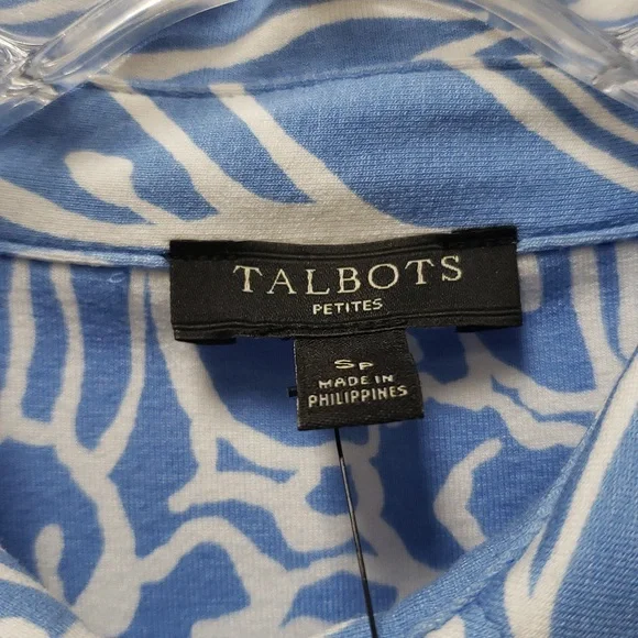 Talbots Blue and White Floral Long Sleeve Dress - Picture 3 of 7